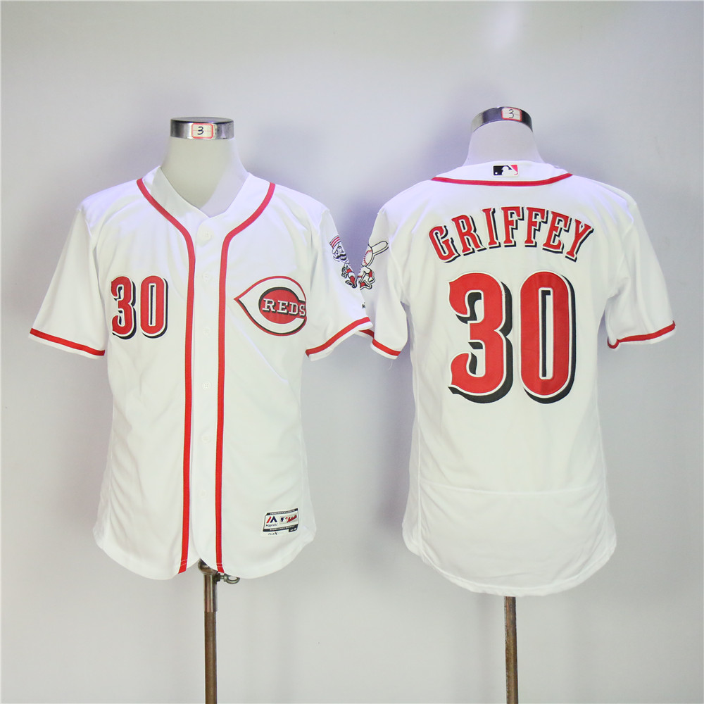 Men MLB Cincinnati Reds #30 Griffey white Flexbase jerseys->->MLB Jersey